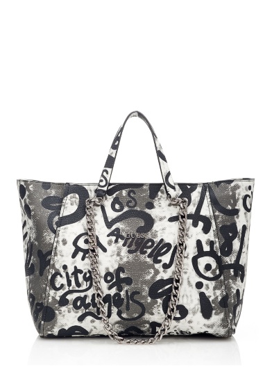 Guess Nikki Graffiti Chain Tote Bag