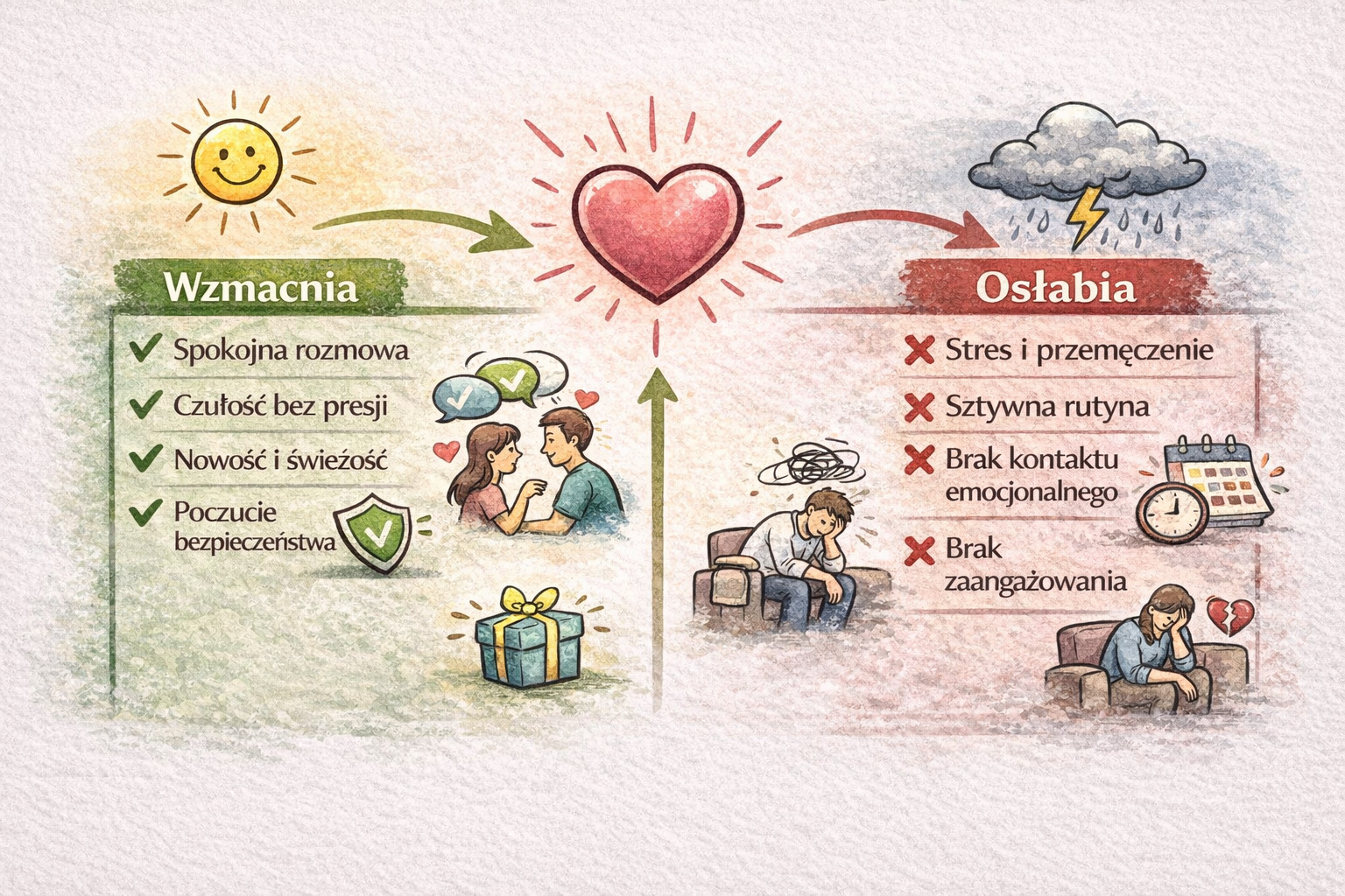 Pożądanie w relacji i zmiana zachowań Schemat pokazujący zwiększanie pożądania w relacji poprzez zmianę zachowań i odbudowę bliskości